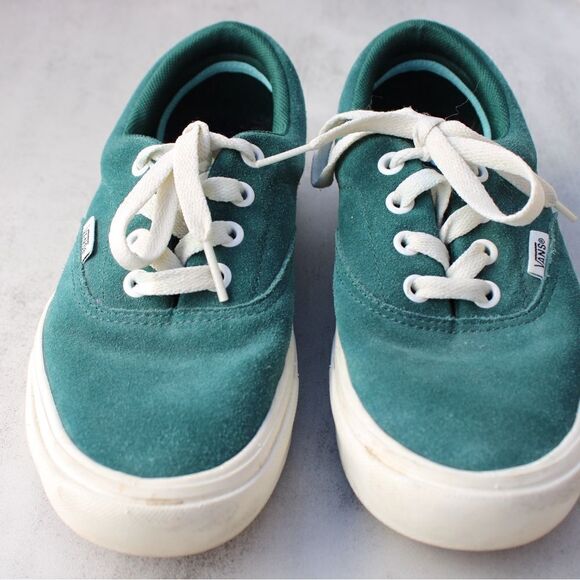 Vans Authentic classic Pig skin suede teal green low top sneakers Size 6 - Picture 2 of 6